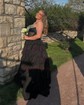 Ball Gown Strapless Chiffon Tiered Prom Dresses With Beading