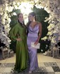 Fitted Cowl Neck Satin Prom Dresses