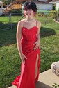Sheath/Column Cowl Neck Satin Corset Prom Dresses With Ruched