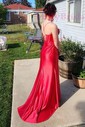 Sheath/Column Cowl Neck Satin Corset Prom Dresses With Ruched