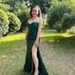Sheath/Column Cowl Neck Satin Corset Prom Dresses With Ruched