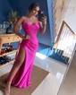 Sheath/Column Cowl Neck Satin Corset Prom Dresses With Ruched