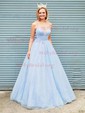 Ball Gown V-neck Floor-length Tulle Prom Dresses