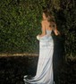 Sheath/Column V-neck Satin Corset Prom Dresses With Ruched