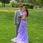 Sheath/Column Off-the-shoulder Tulle Lace 3D Floral Prom Dresses
