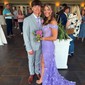Sheath/Column Off-the-shoulder Tulle Lace 3D Floral Prom Dresses