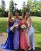 Sheath/Column Off-the-shoulder Tulle Lace 3D Floral Prom Dresses