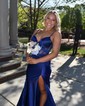 Mermaid V-neck Satin Corset Prom Dresses With Ruched