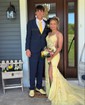 Mermaid V-neck Tulle Corset Prom Dresses With Appliques