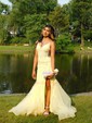Mermaid V-neck Tulle Corset Prom Dresses With Appliques