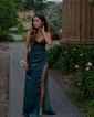 Sheath/Column Sweetheart Satin Corset Prom Dresses With Ruched