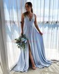 A-line V-neck Jersey Prom Dresses With Ruched