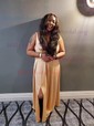 A-line V-neck Jersey Prom Dresses With Ruched