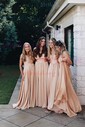 A-line V-neck Jersey Prom Dresses With Ruched