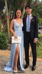 A-line V-neck Jersey Prom Dresses With Ruched