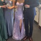 Mermaid Sweetheart Tulle Corset Prom Dresses With Appliques