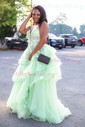 Princess V-neck Organza Tiered Prom Dresses With Appliques