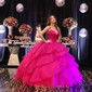 Princess V-neck Organza Tiered Prom Dresses With Appliques