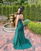 Mermaid V-neck Glitter Corset Prom Dresses With Ruched