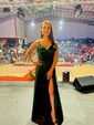 A-line V-neck Silk-like Satin Floor-length Prom Dresses With Split Front