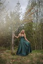 A-line V-neck Silk-like Satin Floor-length Prom Dresses With Split Front