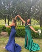 Sheath/Column Off-the-shoulder Satin Corset Prom Dresses