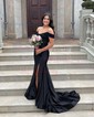 Sheath/Column Off-the-shoulder Satin Corset Prom Dresses
