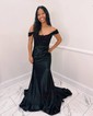 Sheath/Column Off-the-shoulder Satin Corset Prom Dresses