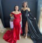 Sheath/Column Off-the-shoulder Satin Corset Prom Dresses