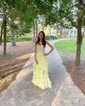 Ball Gown Strapless Chiffon Tiered Prom Dresses With Appliques