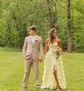 Ball Gown Strapless Chiffon Tiered Prom Dresses With Appliques