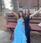 Ball Gown Strapless Chiffon Tiered Prom Dresses With Appliques