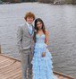 Ball Gown Strapless Chiffon Tiered Prom Dresses With Appliques