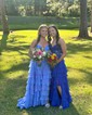 Ball Gown Strapless Chiffon Tiered Prom Dresses With Appliques