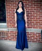 Mermaid V-neck Glitter Prom Dresses With Appliques
