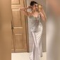Mermaid V-neck Glitter Prom Dresses With Appliques
