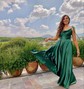 A-line Cowl Neck Satin Prom Dresses With Ruched