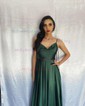 A-line Cowl Neck Satin Prom Dresses With Ruched