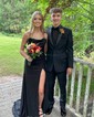 Sheath/Column Cowl Neck Satin Prom Dresses With Ruched