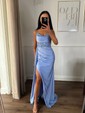 Sheath/Column V-neck Jersey Prom Dresses With Appliques