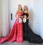 Ball Gown Strapless Satin Floral Prom Dresses With Ruched