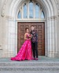 Ball Gown Strapless Satin Floral Prom Dresses With Ruched