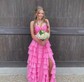 Ball Gown Strapless Chiffon Ruffle Tiered Prom Dresses