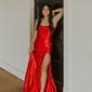 Mermaid Scoop Neck Satin Corset Prom Dresses