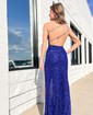 Sheath/Column One Shoulder Cut Out Sparkly Sequin Prom Dresses