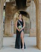 Sheath/Column One Shoulder Cut Out Sparkly Sequin Prom Dresses