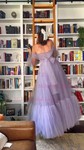 Ball Gown Off-the-shoulder Tulle Corset Prom Dresses With Puff Sleeve