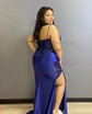 Sheath/Column V-neck Glitter Corset Prom Dresses With Appliques