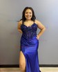 Sheath/Column V-neck Glitter Corset Prom Dresses With Appliques