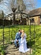 A-line Illusion Lace Chiffon Sweep Train Wedding Dresses With Sashes / Ribbons